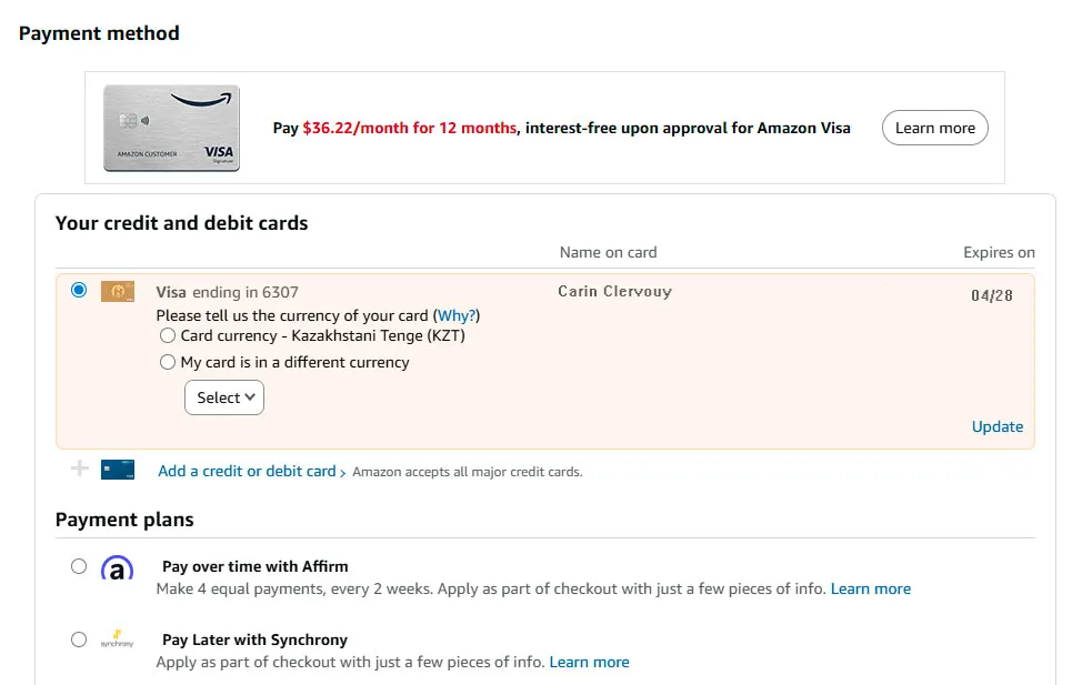 Amazone digital payments examples